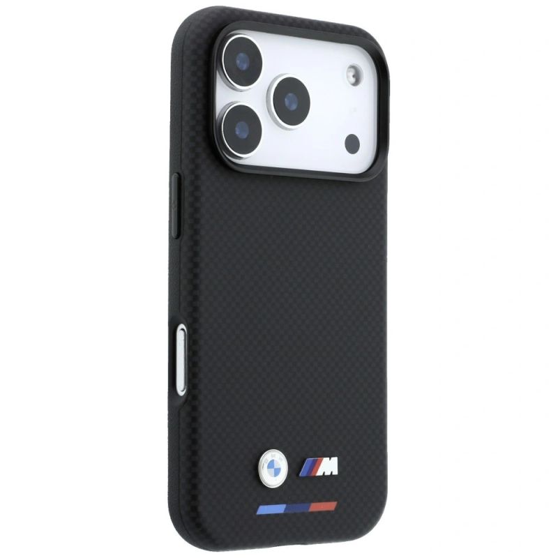 Etui BMW M Quadrille Kevlar Tricolor & Metal Logo MagSafe na iPhone 17 Pro / 18 Pro - czarne - obrazek 4