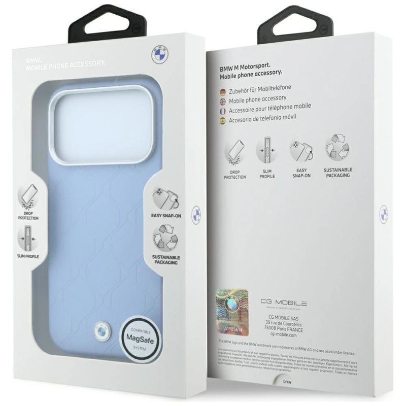 Etui BMW Sign Deboss Quilted Metal Logo MagSafe na iPhone 17 Pro / 18 Pro - niebieskie - obrazek 8