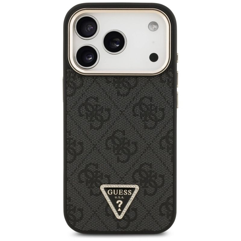 Etui Guess 4G Triangle Logo MagSafe na iPhone 17 Pro / 18 Pro - czarno-złote - obrazek 3