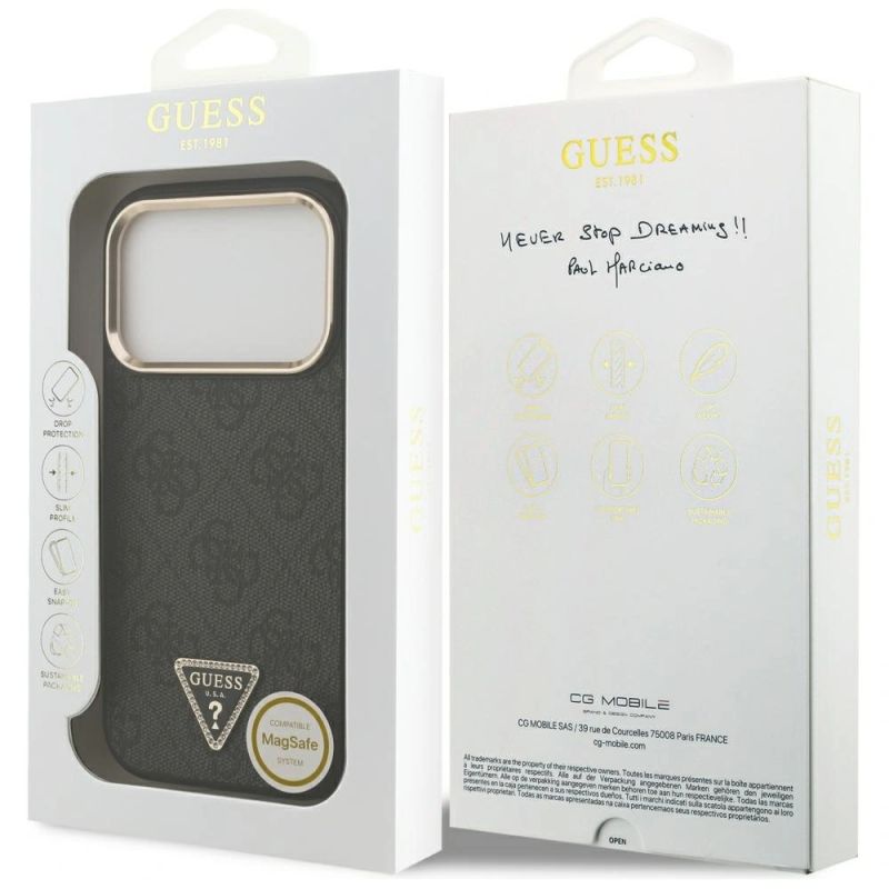 Etui Guess 4G Triangle Logo MagSafe na iPhone 17 Pro / 18 Pro - czarno-złote - obrazek 8