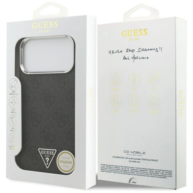 Etui Guess 4G Triangle Logo MagSafe na iPhone 17 Pro Max / 18 Pro Max - czarno-srebrne - obrazek 8
