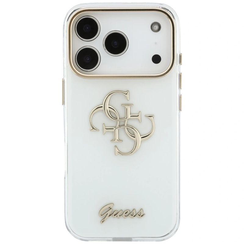 Etui Guess IML 4G Script Metal na iPhone 17 Pro Max / 18 Pro Max - białe - obrazek 3