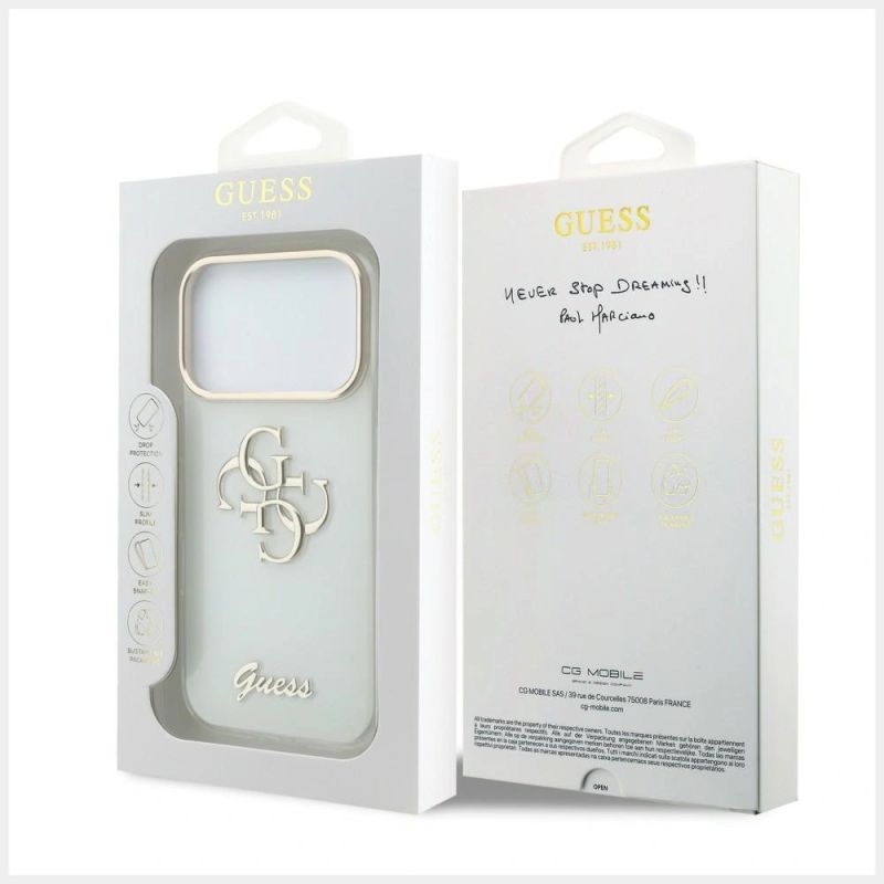 Etui Guess IML 4G Script Metal na iPhone 17 Pro Max / 18 Pro Max - białe - obrazek 8