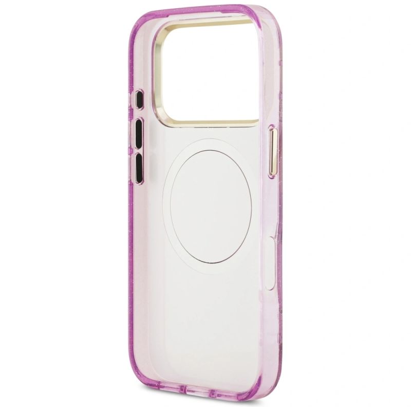 Etui Guess IML Glitter Flowers Triangle MagSafe na iPhone 17 Pro / 18 Pro - fioletowe - obrazek 7