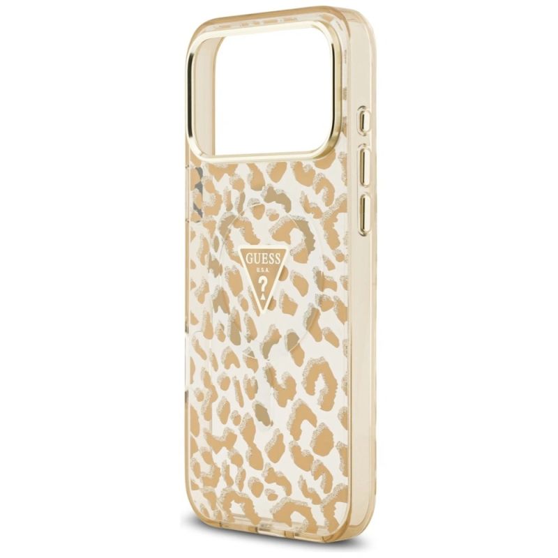 Etui Guess IML Leopard Glitter Triangle Logo MagSafe na iPhone 17 Pro Max / 18 Pro Max - brązowe - obrazek 6