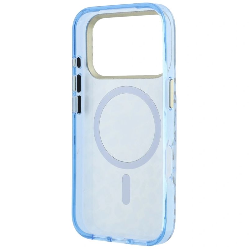 Etui Guess IML Leopard Glitter Triangle Logo MagSafe na iPhone 17 Pro Max / 18 Pro Max - niebieskie - obrazek 7