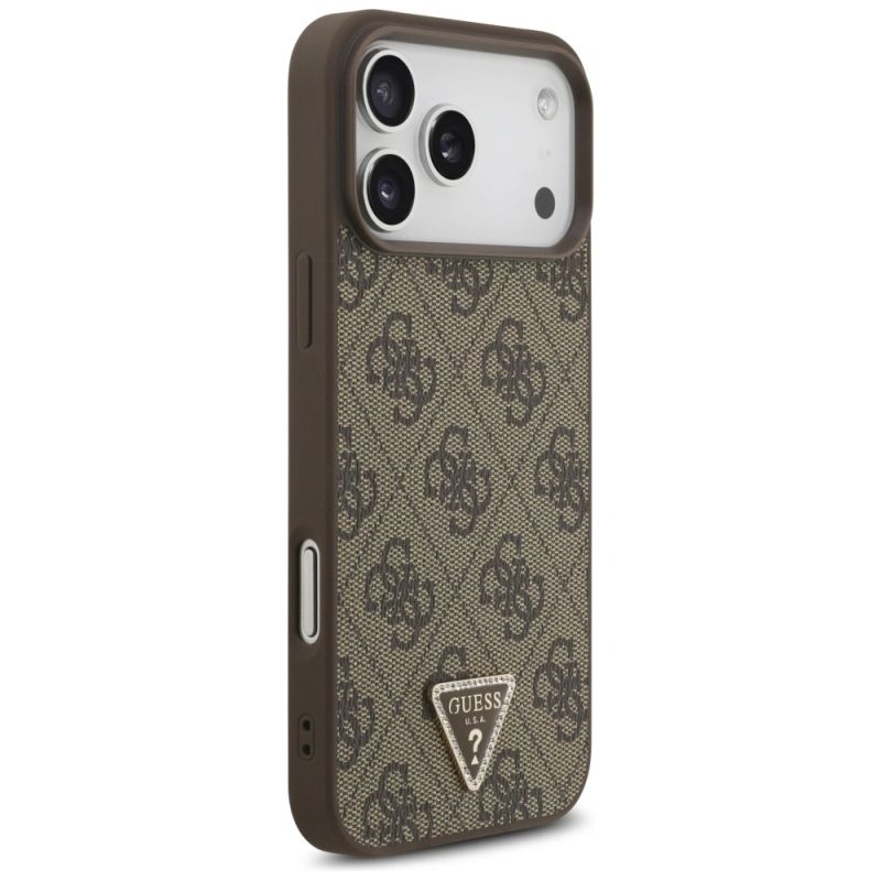Etui Guess Leather 4G Triangle Strass MagSafe na iPhone 17 Pro Max / 18 Pro Max - brązowe - obrazek 4