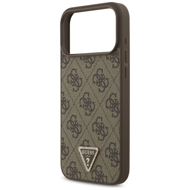Etui Guess Leather 4G Triangle Strass MagSafe na iPhone 17 Pro Max / 18 Pro Max - brązowe - obrazek 6