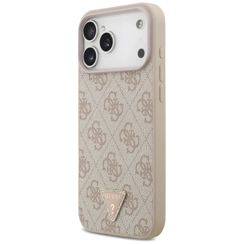 Etui Guess Leather 4G Triangle Strass MagSafe na iPhone 17 Pro Max / 18 Pro Max - różowe - obrazek 2