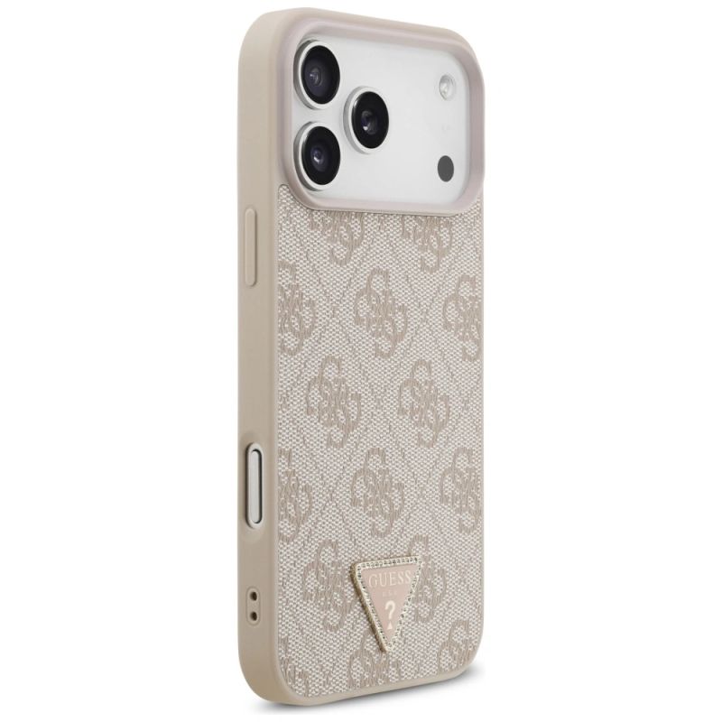 Etui Guess Leather 4G Triangle Strass MagSafe na iPhone 17 Pro Max / 18 Pro Max - różowe - obrazek 4