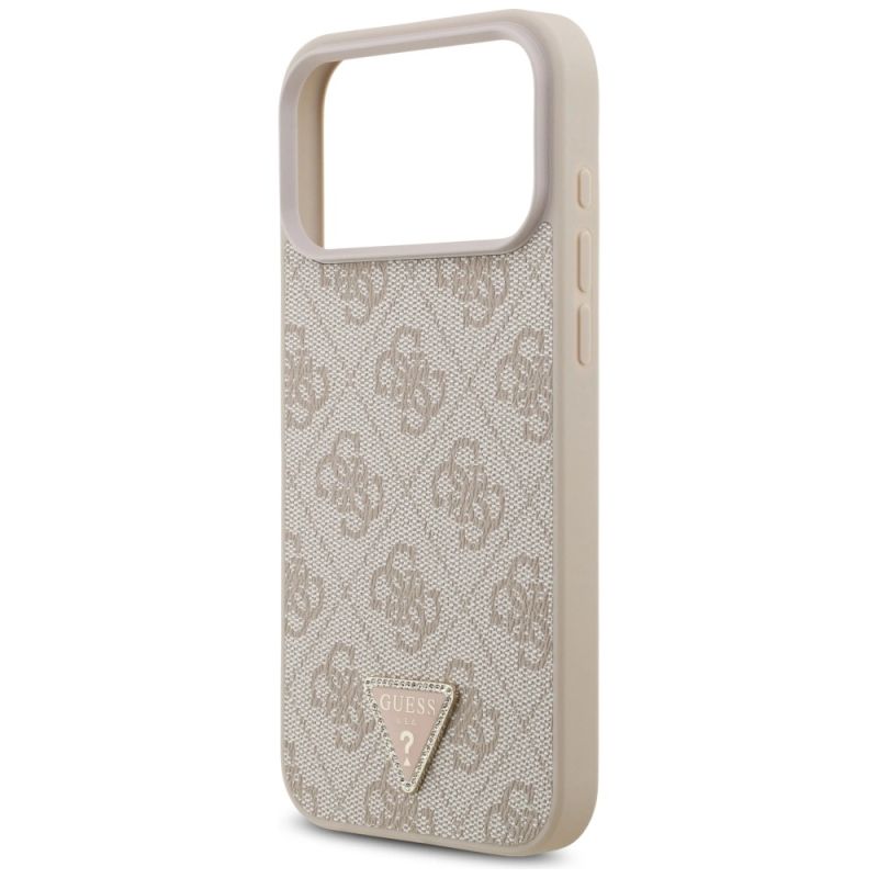 Etui Guess Leather 4G Triangle Strass MagSafe na iPhone 17 Pro Max / 18 Pro Max - różowe - obrazek 6