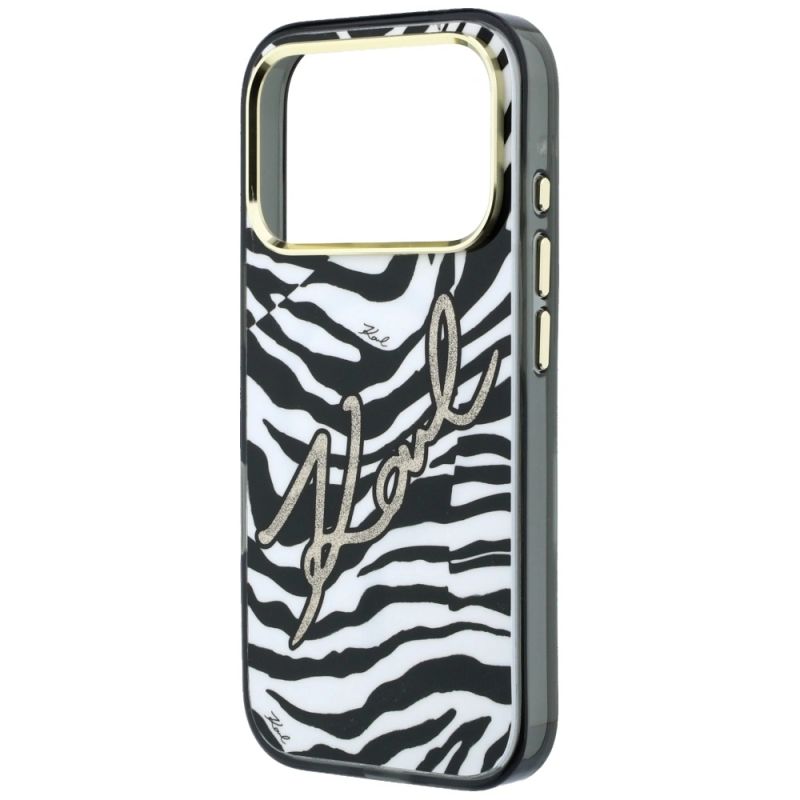 Etui Karl Lagerfeld IML Signature Zebra Glitter MagSafe na iPhone 17 Pro / 18 Pro - złote - obrazek 6