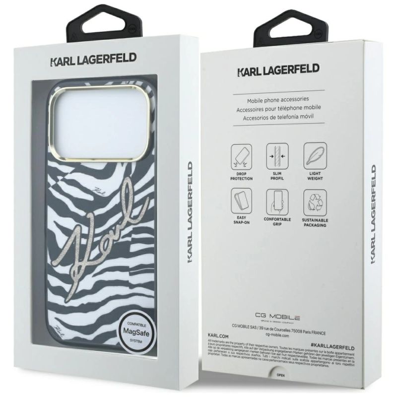 Etui Karl Lagerfeld IML Signature Zebra Glitter MagSafe na iPhone 17 Pro Max / 18 Pro Max - złote - obrazek 8