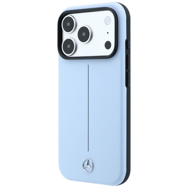 Etui Mercedes Leather Semi Wrap Iconic Line MagSafe do iPhone 18 Pro / 17 Pro - niebieske - obrazek 2