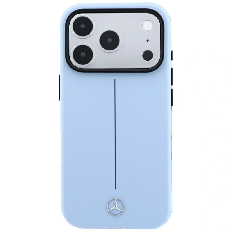 Etui Mercedes Leather Semi Wrap Iconic Line MagSafe do iPhone 18 Pro / 17 Pro - niebieske - obrazek 3