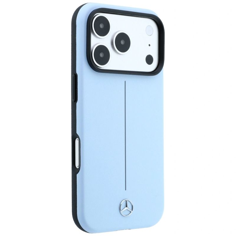 Etui Mercedes Leather Semi Wrap Iconic Line MagSafe do iPhone 18 Pro / 17 Pro - niebieske - obrazek 4