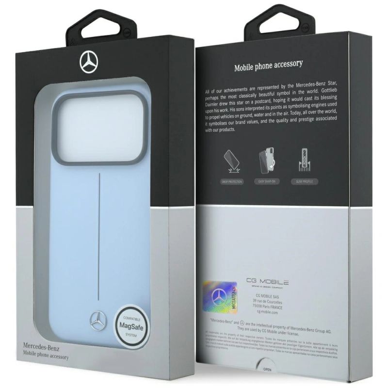 Etui Mercedes Leather Semi Wrap Iconic Line MagSafe do iPhone 18 Pro / 17 Pro - niebieske - obrazek 8