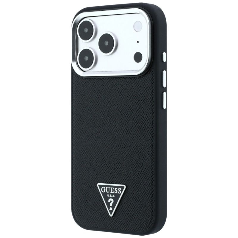 Etui Guess Grained Triangle Logo MagSafe na iPhone 17 Pro Max / 18 Pro Max - czarne - obrazek 2
