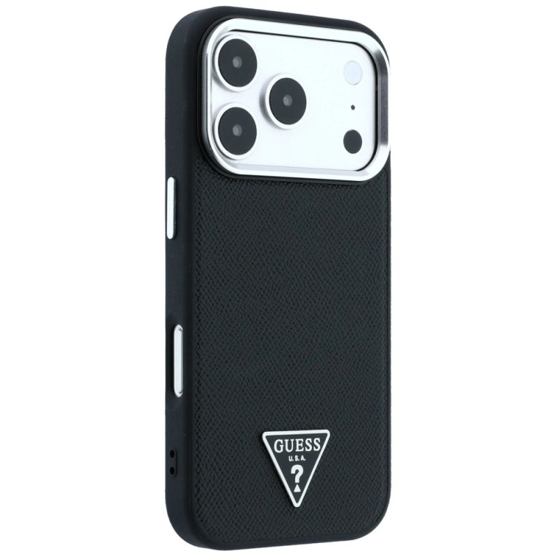 Etui Guess Grained Triangle Logo MagSafe na iPhone 17 Pro Max / 18 Pro Max - czarne - obrazek 4
