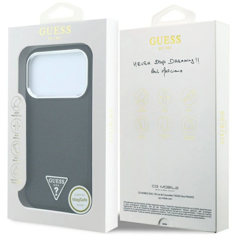 Etui Guess Grained Triangle Logo MagSafe na iPhone 17 Pro Max / 18 Pro Max - czarne - obrazek 8