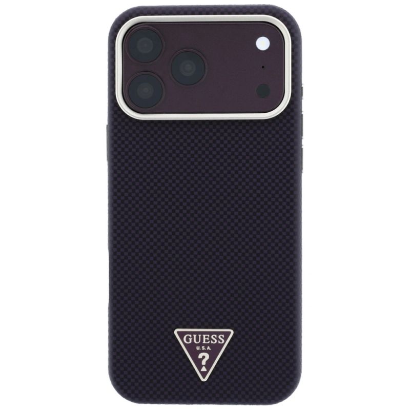 Etui Guess Kevlar Triangle Logo MagSafe na iPhone 17 Pro / 18 Pro - burgundowe - obrazek 3