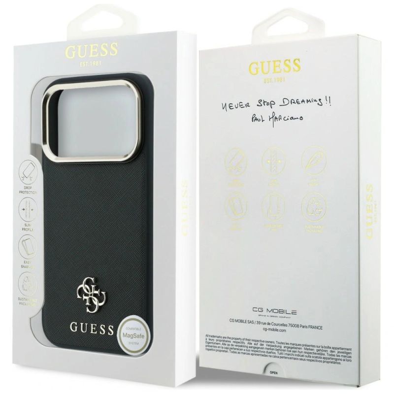 Etui Guess Saffiano Small 4G & Classic Logo MagSafe na iPhone 17 Pro Max / 18 Pro Max - czarne - obrazek 8