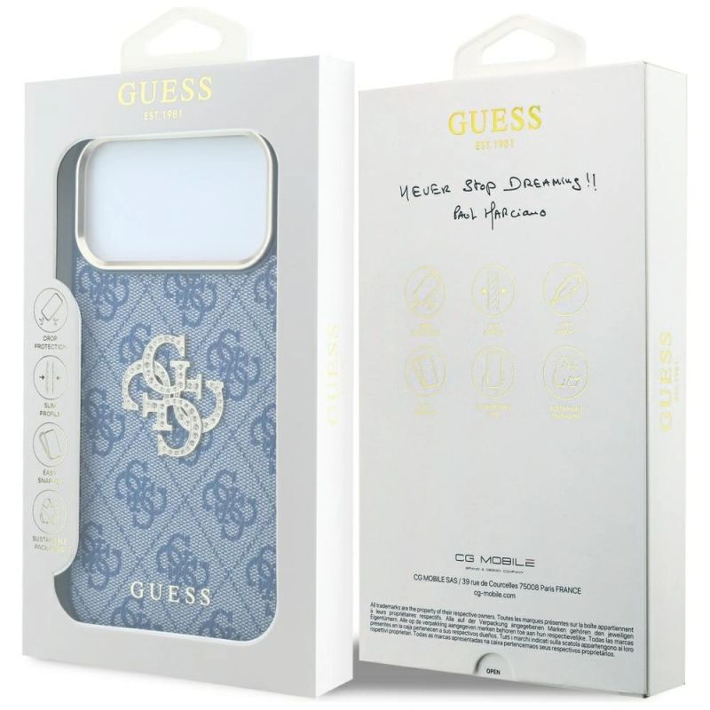 Etui Guess 4G & Big Strass Logo na iPhone 18 Pro Max / 17 Pro Max - niebieskie - obrazek 8