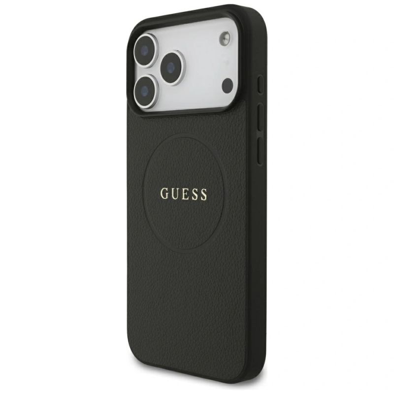 Etui Guess Grained Gold Ring MagSafe na iPhone 18 Pro Max / 17 Pro Max - czarne - obrazek 2