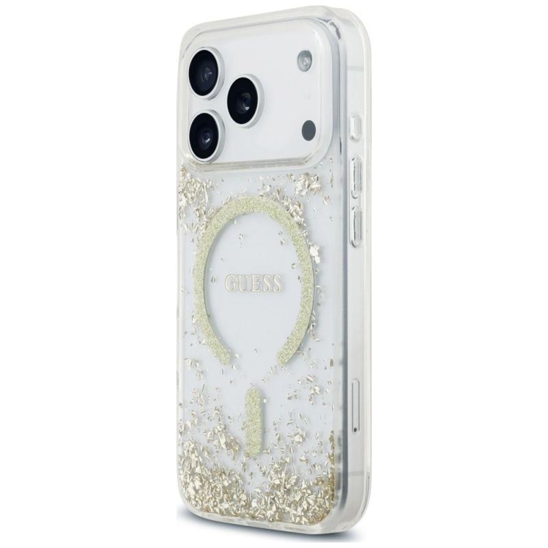 Etui Guess Resin Bottom Glitter MagSafe na iPhone 18 Pro / 17 Pro - złote - obrazek 2