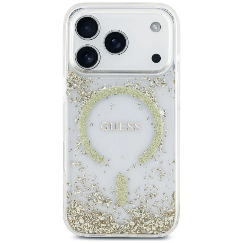 Etui Guess Resin Bottom Glitter MagSafe na iPhone 18 Pro / 17 Pro - złote - obrazek 3