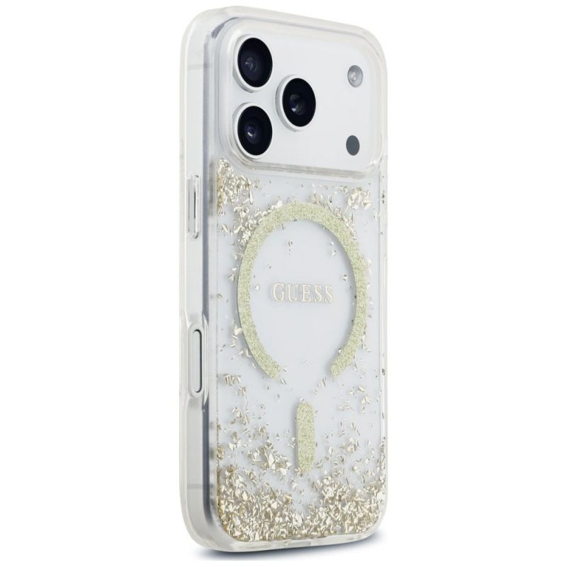 Etui Guess Resin Bottom Glitter MagSafe na iPhone 18 Pro / 17 Pro - złote - obrazek 4