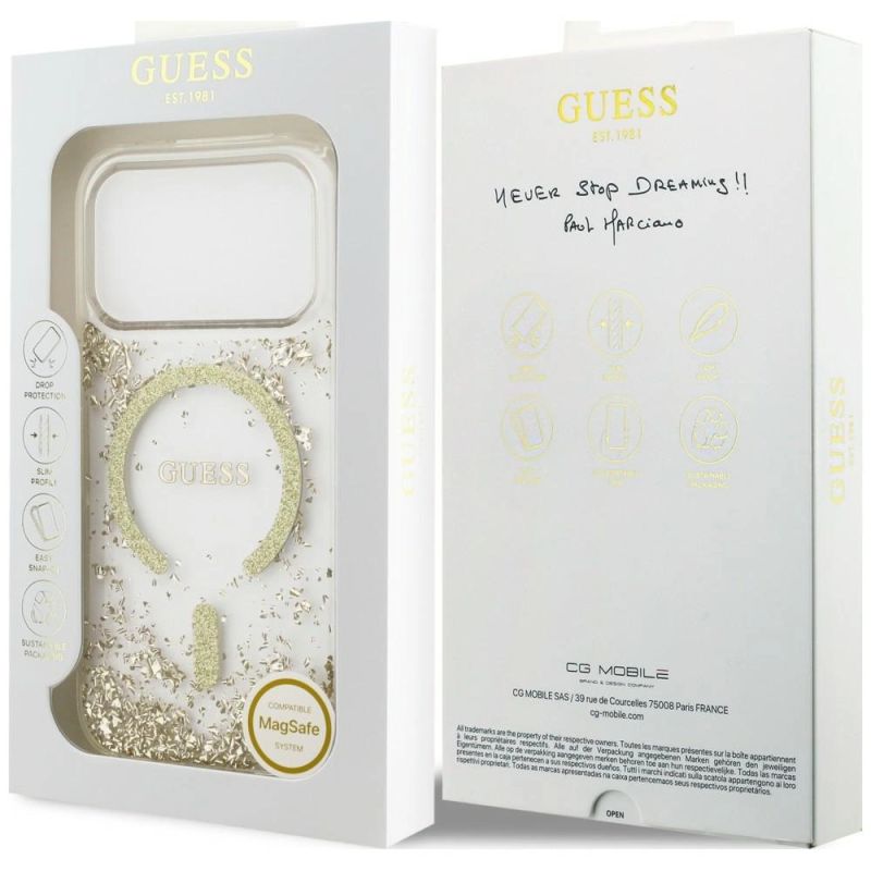 Etui Guess Resin Bottom Glitter MagSafe na iPhone 18 Pro / 17 Pro - złote - obrazek 8
