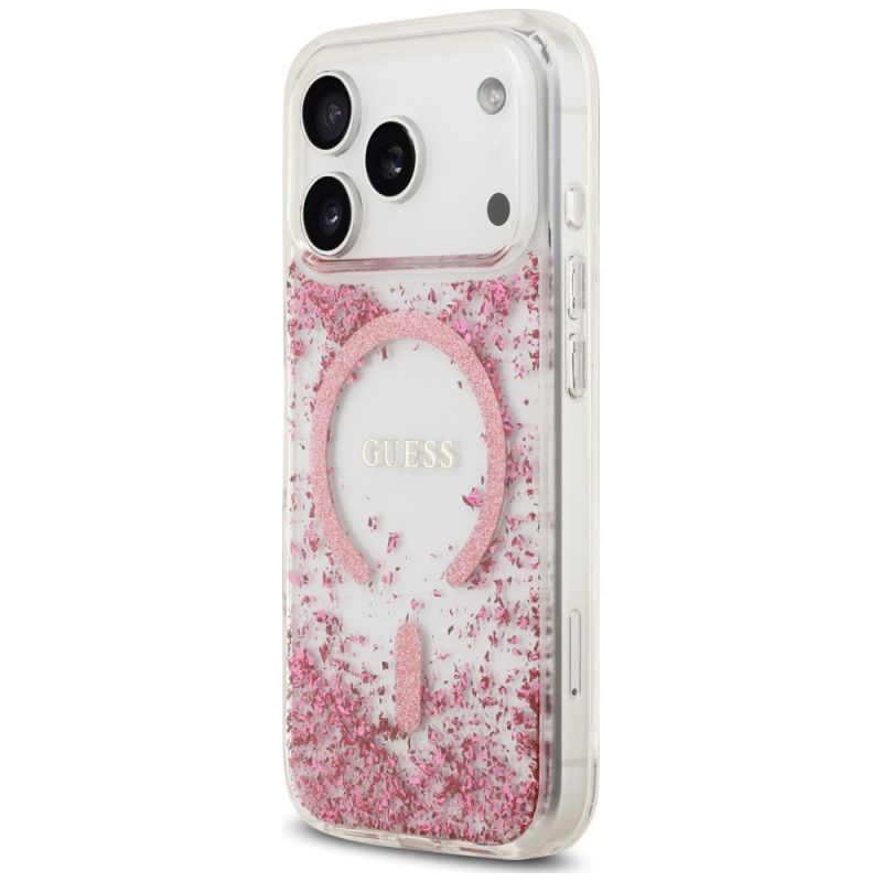 Etui Guess Resin Bottom Glitter MagSafe na iPhone 18 Pro Max / 17 Pro Max - różowe - obrazek 2