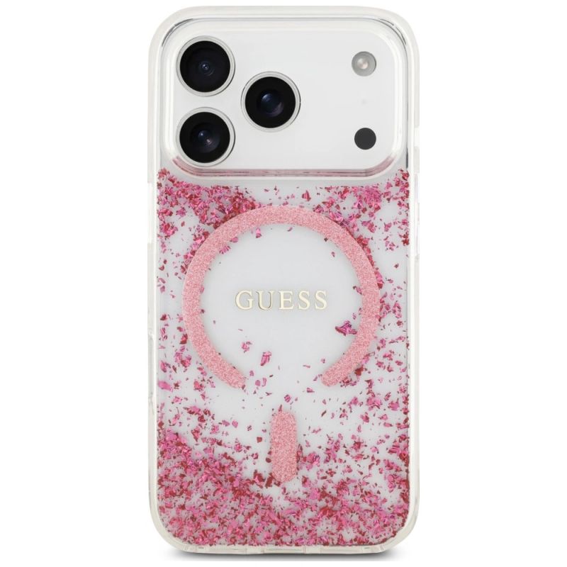 Etui Guess Resin Bottom Glitter MagSafe na iPhone 18 Pro Max / 17 Pro Max - różowe - obrazek 3