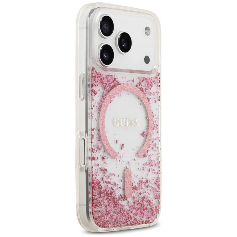 Etui Guess Resin Bottom Glitter MagSafe na iPhone 18 Pro Max / 17 Pro Max - różowe - obrazek 4