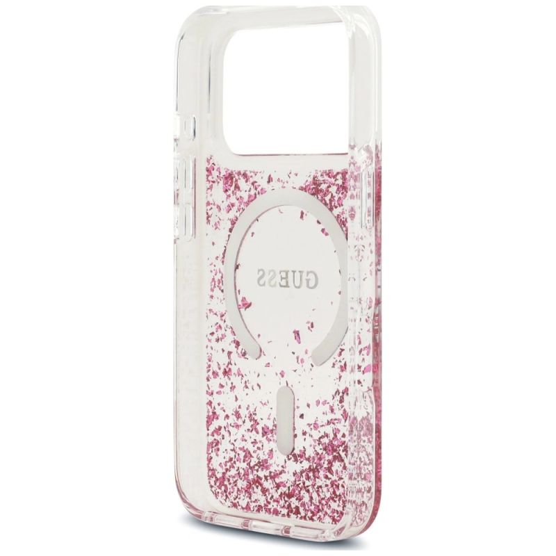 Etui Guess Resin Bottom Glitter MagSafe na iPhone 18 Pro Max / 17 Pro Max - różowe - obrazek 7