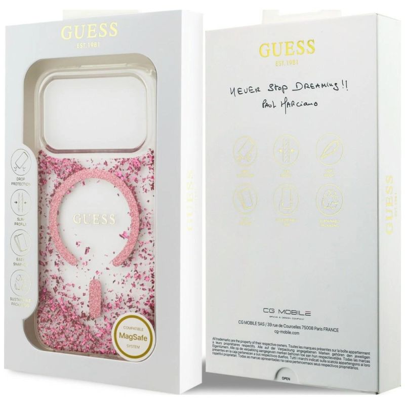 Etui Guess Resin Bottom Glitter MagSafe na iPhone 18 Pro Max / 17 Pro Max - różowe - obrazek 8