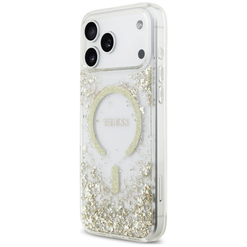 Etui Guess Resin Bottom Glitter MagSafe na iPhone 18 Pro Max / 17 Pro Max - złote - obrazek 2