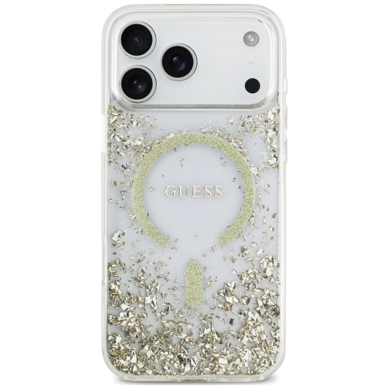 Etui Guess Resin Bottom Glitter MagSafe na iPhone 18 Pro Max / 17 Pro Max - złote - obrazek 3