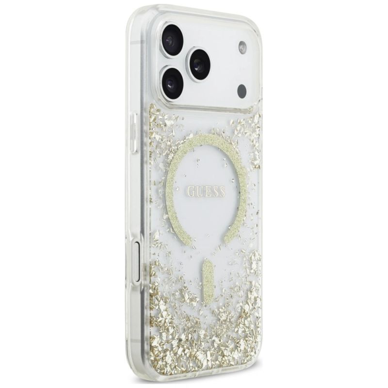 Etui Guess Resin Bottom Glitter MagSafe na iPhone 18 Pro Max / 17 Pro Max - złote - obrazek 4
