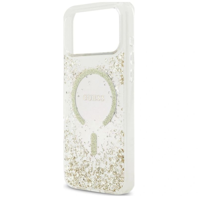 Etui Guess Resin Bottom Glitter MagSafe na iPhone 18 Pro Max / 17 Pro Max - złote - obrazek 6