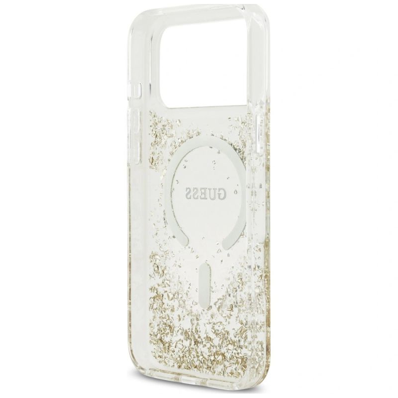 Etui Guess Resin Bottom Glitter MagSafe na iPhone 18 Pro Max / 17 Pro Max - złote - obrazek 7