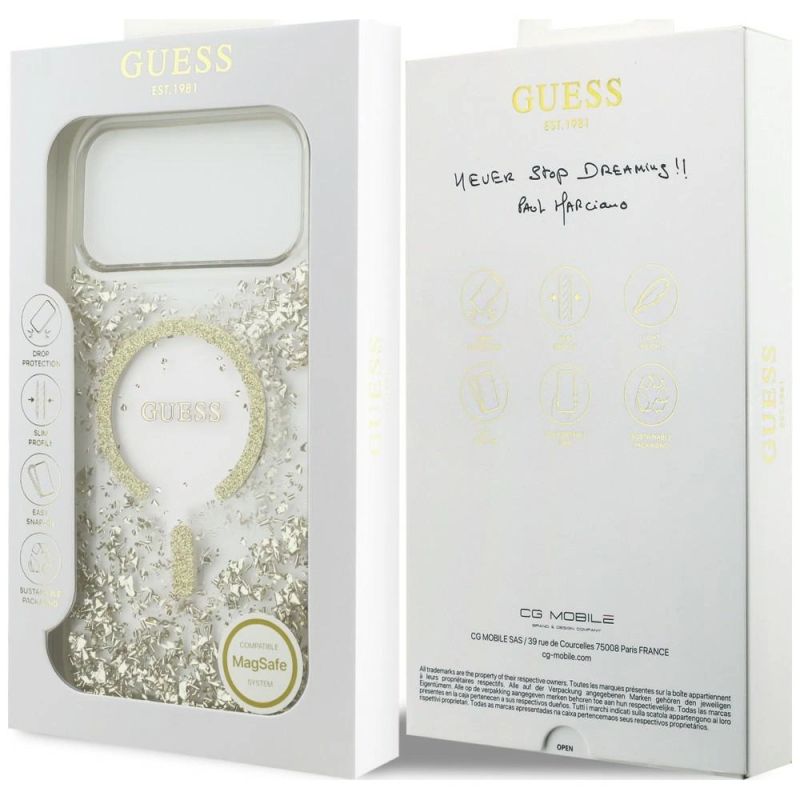 Etui Guess Resin Bottom Glitter MagSafe na iPhone 18 Pro Max / 17 Pro Max - złote - obrazek 8
