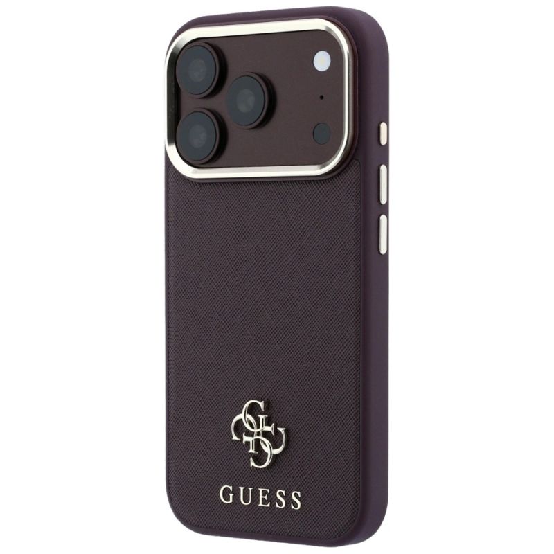 Etui Guess Saffiano Small 4G & Classic Logo MagSafe na iPhone 18 Pro / 17 Pro - burgundowe - obrazek 2