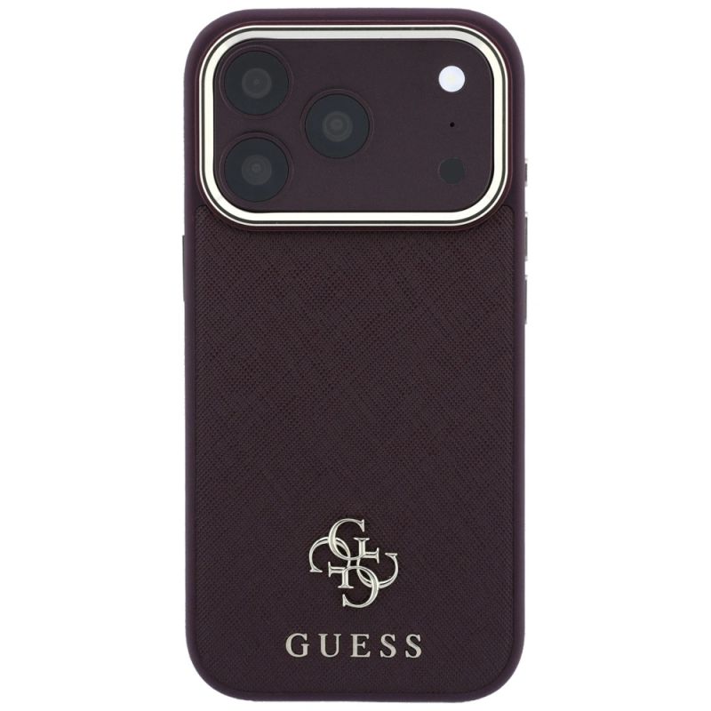 Etui Guess Saffiano Small 4G & Classic Logo MagSafe na iPhone 18 Pro / 17 Pro - burgundowe - obrazek 3