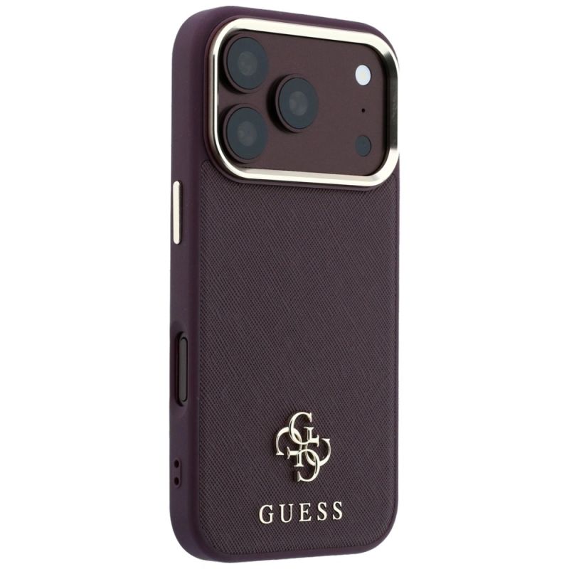 Etui Guess Saffiano Small 4G & Classic Logo MagSafe na iPhone 18 Pro / 17 Pro - burgundowe - obrazek 4