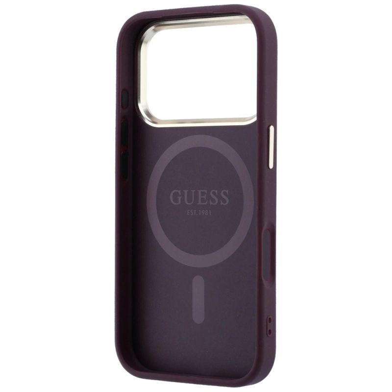Etui Guess Saffiano Small 4G & Classic Logo MagSafe na iPhone 18 Pro / 17 Pro - burgundowe - obrazek 7