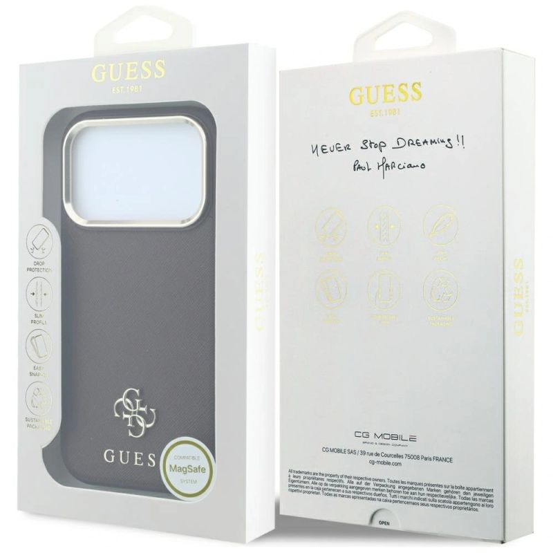 Etui Guess Saffiano Small 4G & Classic Logo MagSafe na iPhone 18 Pro / 17 Pro - burgundowe - obrazek 8