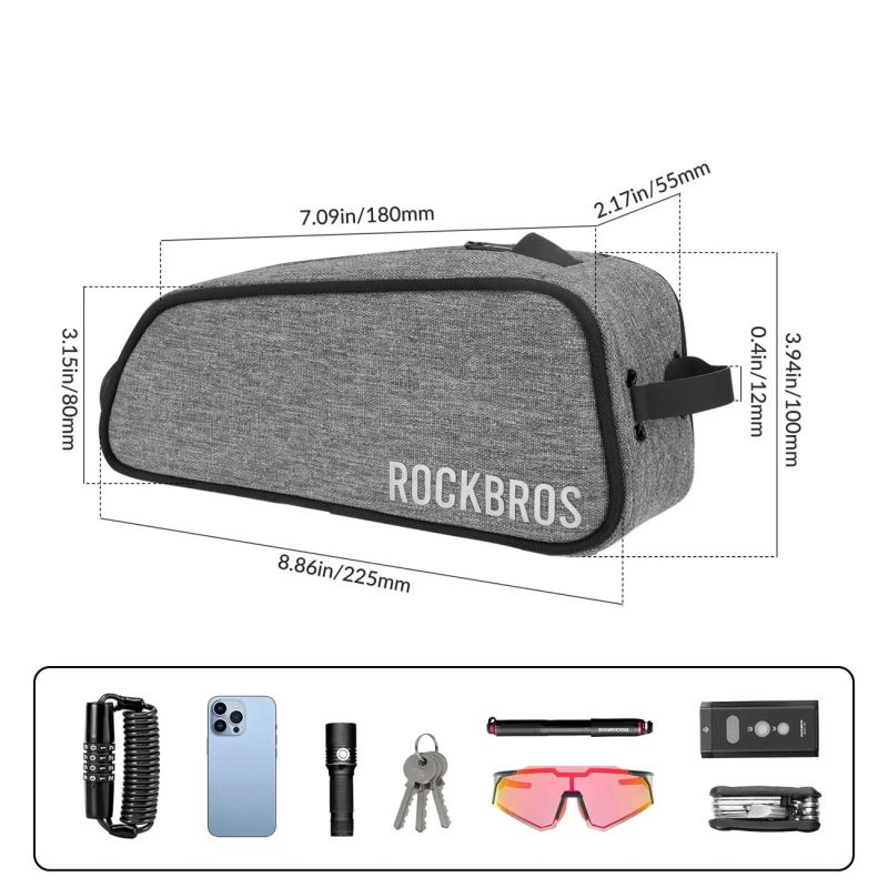 Torba rowerowa Rockbros TL004 ROAD TO SKY 0,7 l na ramę wodoodporna - szara - obrazek 3