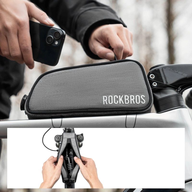 Torba rowerowa Rockbros TL004 ROAD TO SKY 0,7 l na ramę wodoodporna - szara - obrazek 5